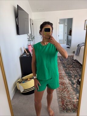 Green Sleeveless Casual Set